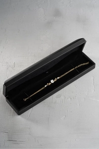 925 Ayar Gümüş Işıklı Kutuda Gold Kaplama Bahar Işıltılı Manolya Çiçeği Bileklik